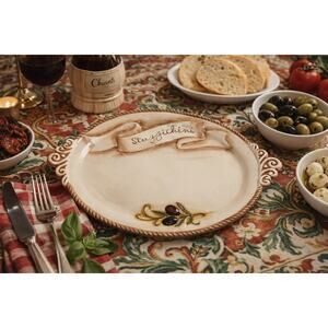 Grasslands Road “Scafichiari” Olive Serving Platter Oval 12” Ceramic Italy Style